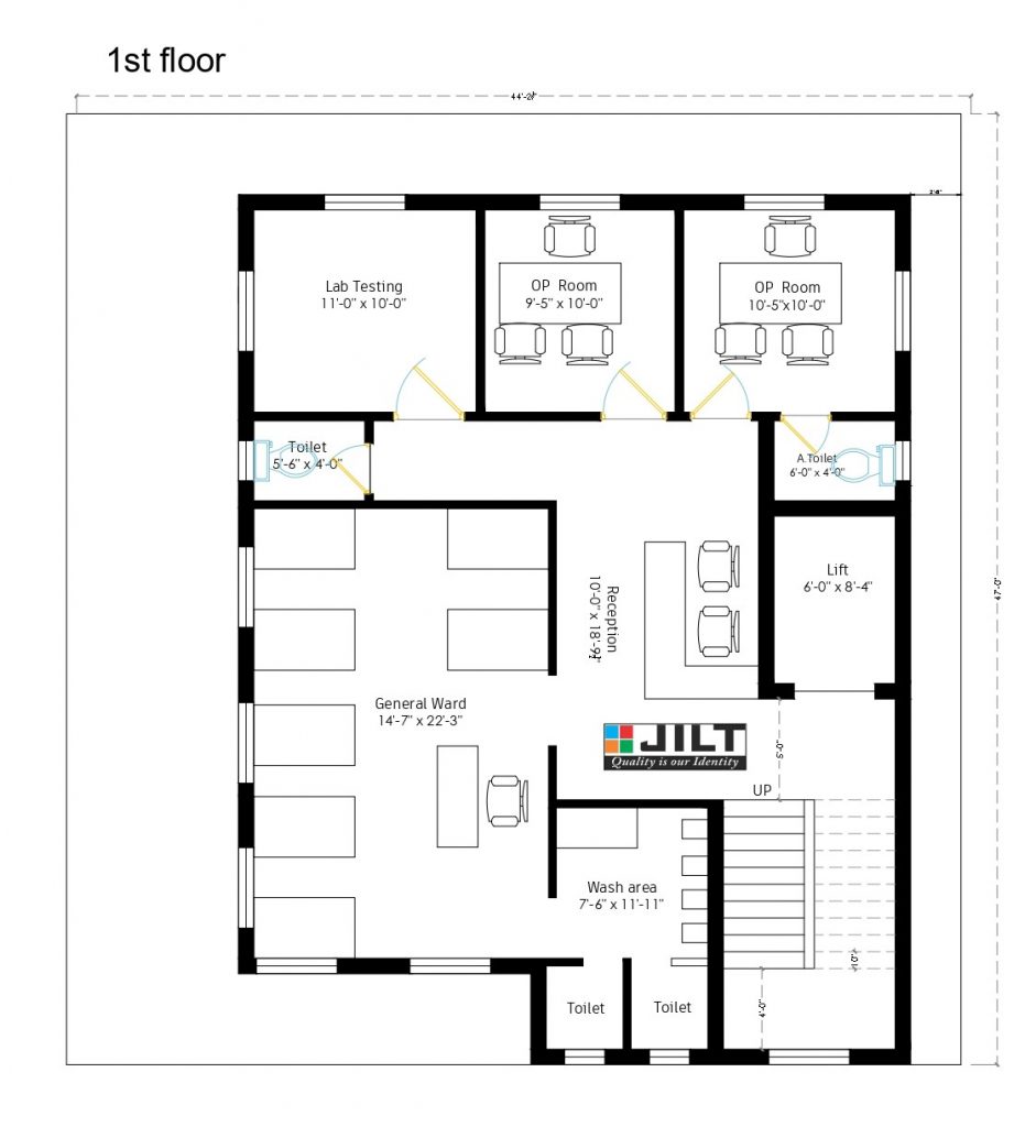 Small Multispeciality Hospital Floor Plan 44’x47′ – JILT ARCHITECTS