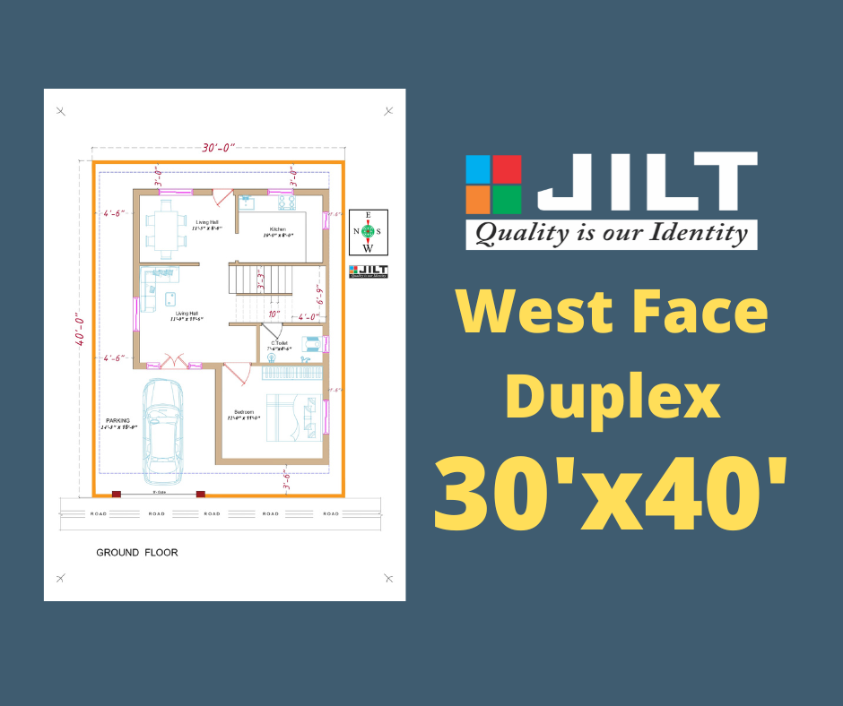 30’x40′ West Face Duplex Floor Plan