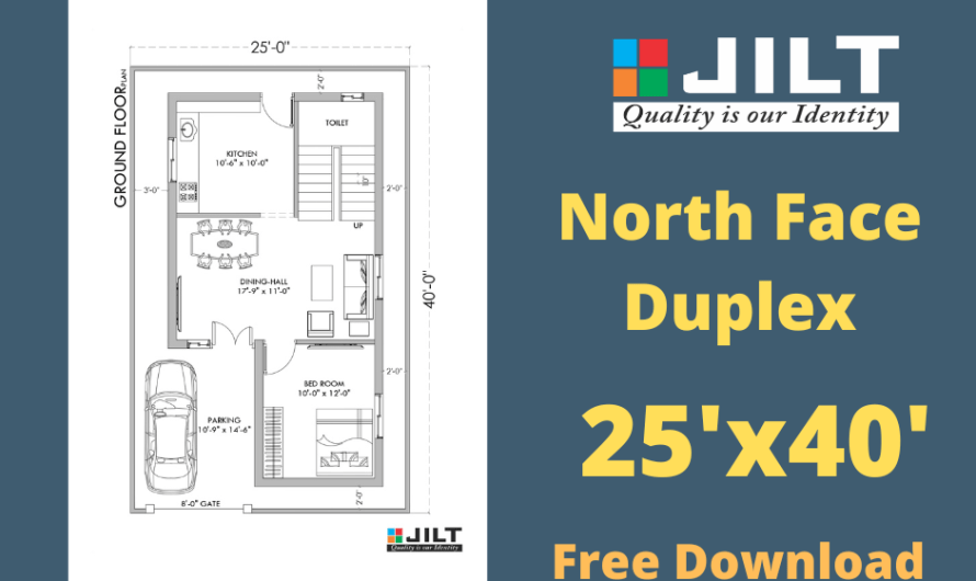 25’x40′ Duplex Floor Plan- North Face – Free Download