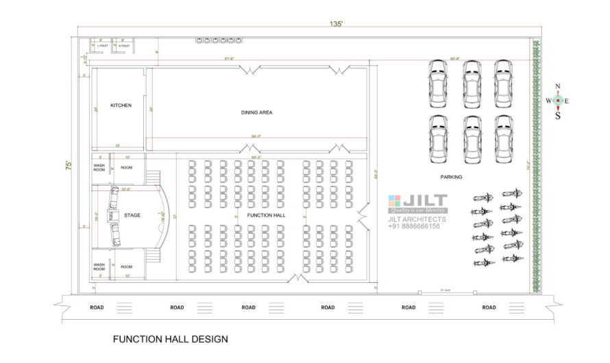 135’x75′ Function Hall – Floor Plan