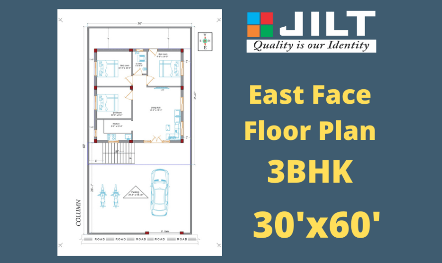 30’x60′ East Face 3Bhk Floor Plan